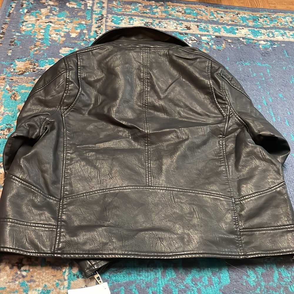Blank NYC jacket moto black faux leather hood silver zipper sz 2X, NWT - Picture 8 of 9